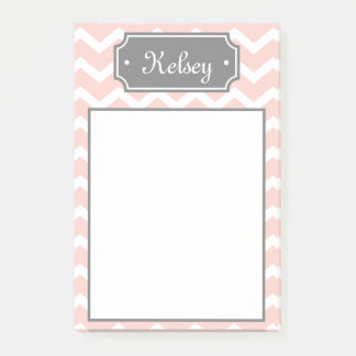 Snyggt Rosa Chevron Grått Namn Post-it Block