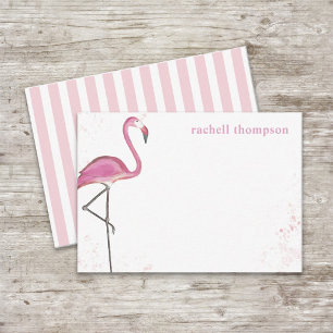 Snyggt Rosa Chic Flamingo Simple Watercolor Anteckningskort
