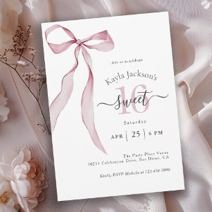 Snyggt Rosa Coquette Bow Sweet 16 Birthday Inbjudningar