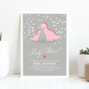 Snyggt Rosa Dino Girl Baby Shower Inbjudan