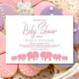 Snyggt Rosa Elephants Baby Shower Inbjudningar