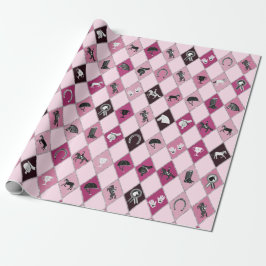 Snyggt Rosa Equestrian Diamond Mönster Presentpapper