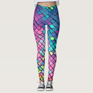 Snyggt rosa färgglada fjällmönster för sjöjungfru  leggings