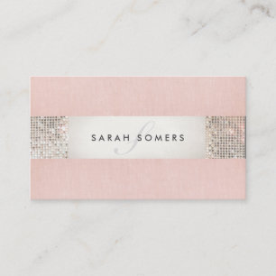 Snyggt Rosa FAUX Silver Sequin Monogram 2 Visitkort