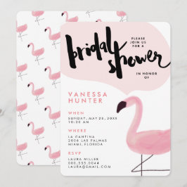 Snyggt Rosa Flamingo Inbjudningskort för möhippan