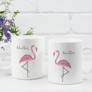 Snyggt Rosa Flamingo Trendig Modern calligrafi Kaffemugg