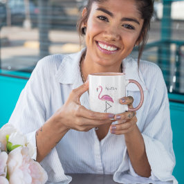 Snyggt Rosa Flamingo Trendig Modern calligrafi Mugg