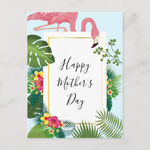 Snyggt Rosa Flamingo Tropical Theme Mors dag Vykort