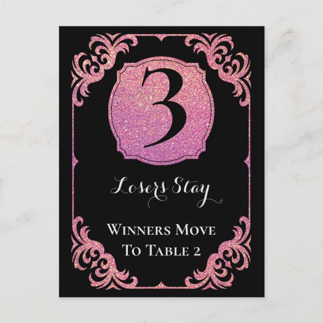 Snyggt Rosa Glitter Bunco Bord Card Vykort (Framsida)