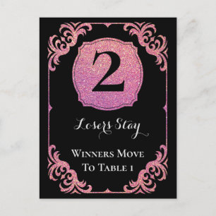 Snyggt Rosa Glitter Bunco Two Bord Card Vykort