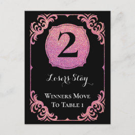 Snyggt Rosa Glitter Bunco Two Bord Card Vykort