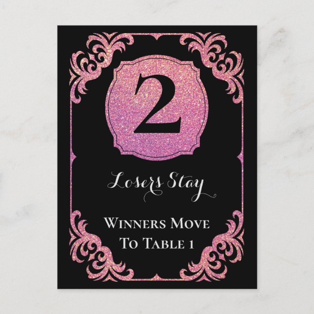 Snyggt Rosa Glitter Bunco Two Bord Card Vykort (Framsida)