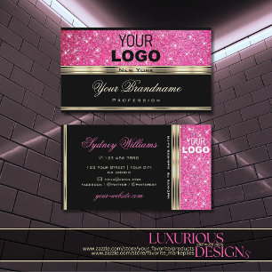 Snyggt Rosa Glitter Gnistra Stars Logotyp Guld Bla Visitkort