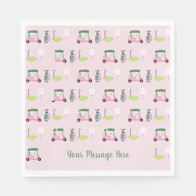 Snyggt Rosa Golf Design Personlig Message Pappersservett (Framsidan)