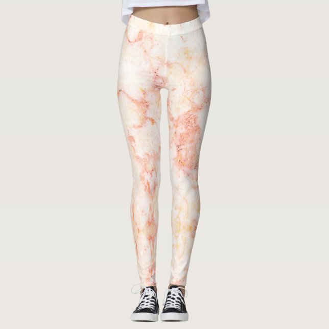 Snyggt Rosa Guld  Marble Leggings (Framsida)
