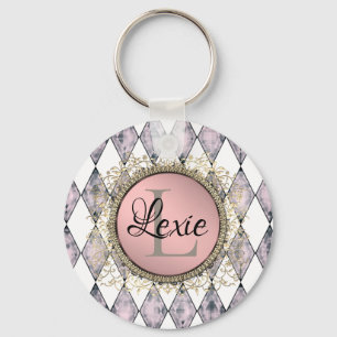 Snyggt Rosa Harlequin Monogram Nyckelring