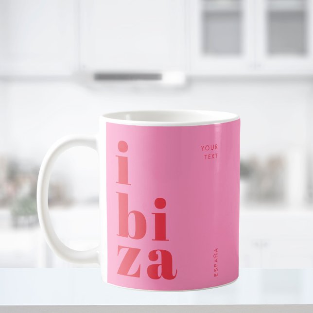 Snyggt rosa Ibiza Spanien Kaffemugg (Skapare uppladdad)