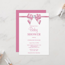 Snyggt Rosa Jewel Bow Baby Shower Inbjudningar