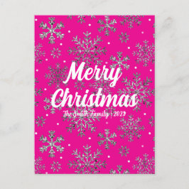 Snyggt Rosa julkort med Elegant Snöflingor Helg Vykort