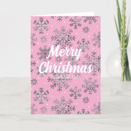 Snyggt Rosa julkort med Elegant Snöflingor Helgkort