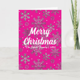 Snyggt Rosa julkort med Elegant Snöflingor Kort