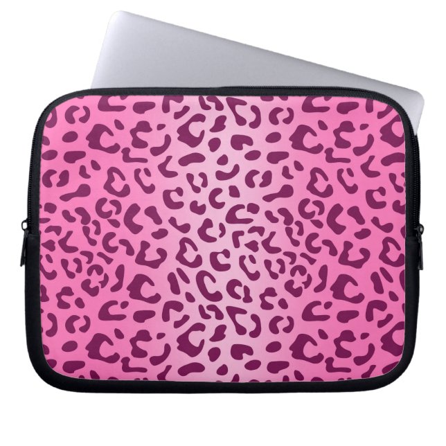 Snyggt Rosa Leopard Skriv ut Laptop Fodral (Framsidan)