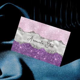 Snyggt rosa Lila  glittery silver Affärskort Magnetiska Visitkort