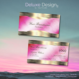 Snyggt Rosa Marble Guld Gräns och Logotyp Elegance Visitkort