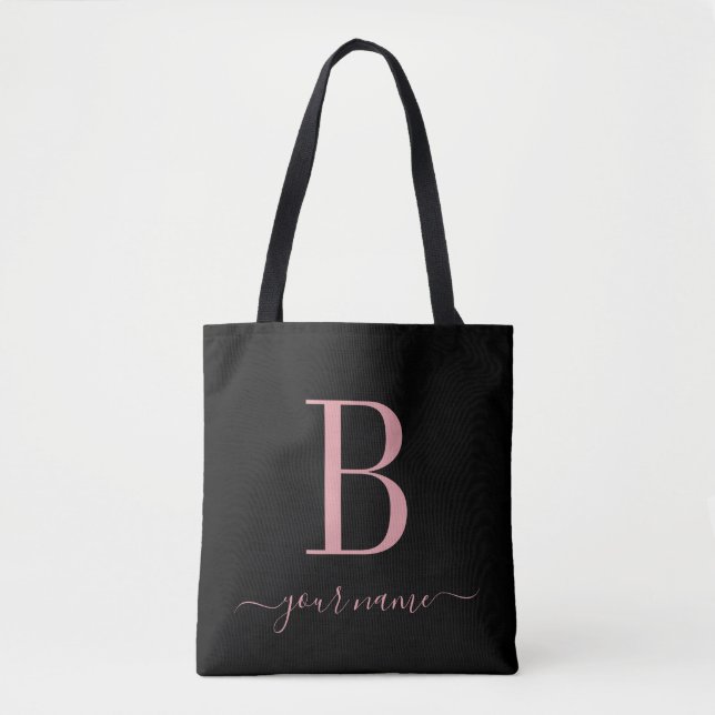 Snyggt Rosa Monogram - enkel, modern, minimalistis Tygkasse (Framsida)