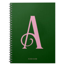 Snyggt Rosa Monogram Initial på Mörk grönt