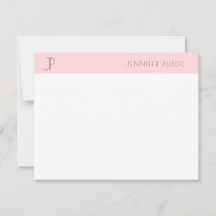 Snyggt Rosa Monogram Modern minimalistisk Anteckningskort
