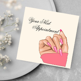 Snyggt Rosa Nagel Artist Appointation Card Fyrkantigt Visitkort