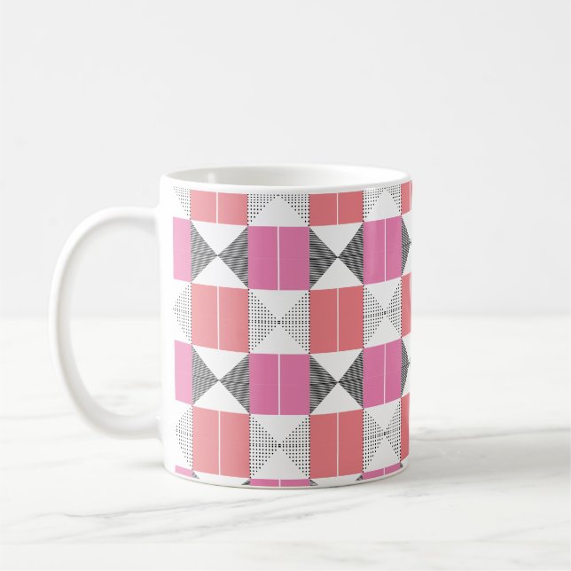 Snyggt Rosa och svart geometriskt mönster Kaffemugg (Vänster)