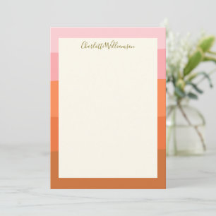 Snyggt Rosa Orange Abstrakt Rand Skript Namn Anteckningskort