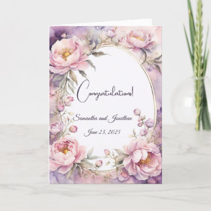 Snyggt Rosa Peony Watercolor Bröllop Kort