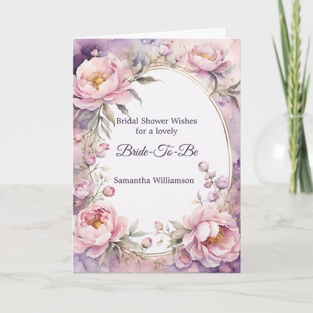 Snyggt Rosa Peony Watercolor Möhippa Kort (Framsida)