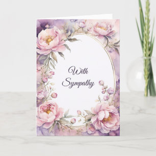 Snyggt Rosa Peony Watercolor Sympathy Kort