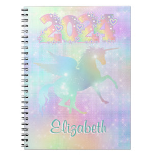 Snyggt Rosa Rainbow Unicorn Glitter 2024 Anteckningsbok