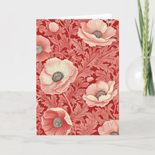Snyggt Rosa Red Poppies Blommigt Art Kort