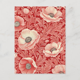 Snyggt Rosa Red Poppies Blommigt Art Vykort