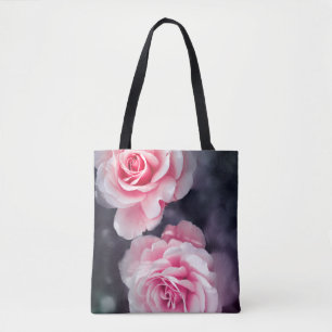 Snyggt Rosa ros Blommigt Foto Tygkasse