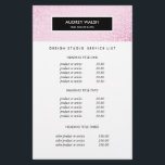 Snyggt Rosa Sequin Salon Pricing & Services Flygblad<br><div class="desc">Glamorös och Snyggt-flygblad ger visningar för dina tjänster, prisa listor eller företagsinformation över en digital bild av rosa sekvin mönster. Black rand överlägg. Innehåller fyra anpassaden och fält för brödtext. Om du vill justera layouten anger du texten och användor sedan funktionen Anpassa för att ändra placering och teckenstorlek. Underbar för...</div>