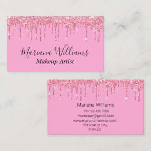 snyggt rosa som droppar glitter-gnistor lyx visitkort