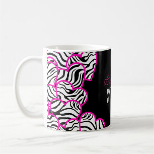 Snyggt Rosa Sweet 16 Zebra Heart Design Namn Kaffemugg