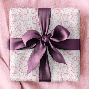 Snyggt Rosa Tulip Blommönster Girly Chic Presentpapper