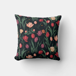 SNYGGT ROSA TULIP MÖNSTER KUDDE