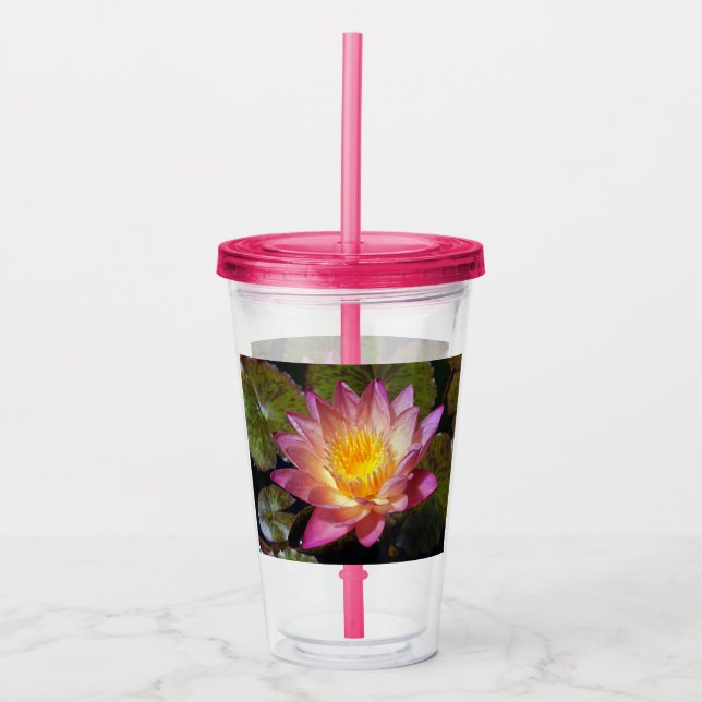 Snyggt Rosa Vatten Lily Photograph Take Away Mugg (Framsida)