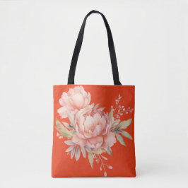 Snyggt Rosa Wildblommor, Tomato Red Tote Bag Tygkasse