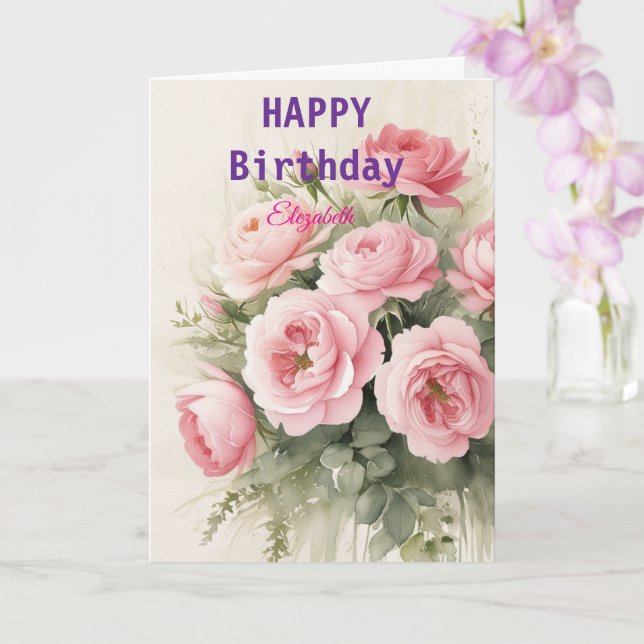Snyggt Rosa Winter Birthday Card Kort (Orkide)