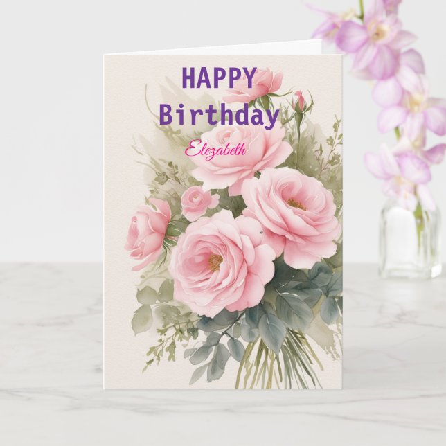 Snyggt Rosa Winter Birthday Card Kort (Orkide)